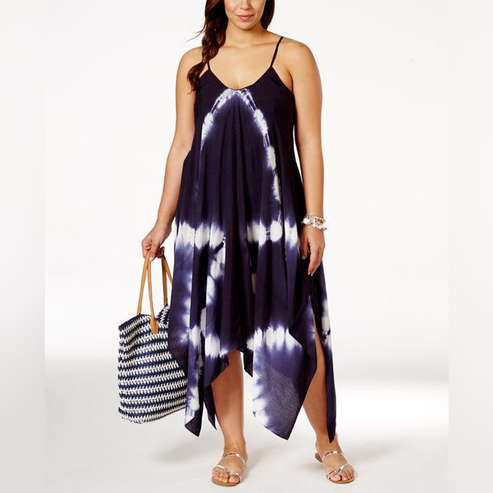 Raviya Tie-Dye Handkerchief-Hem Cover-Up Dress
